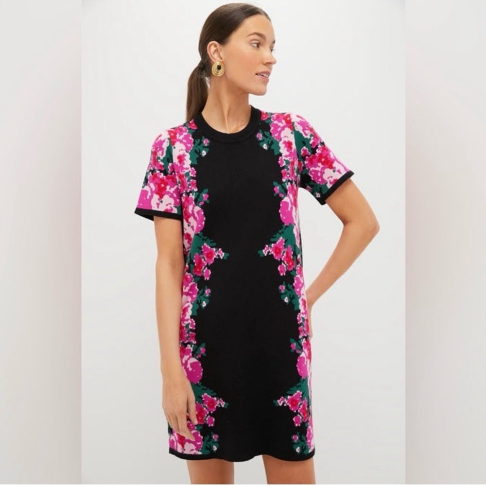 Tuckernuck Black Dress with Pink Floral Accents